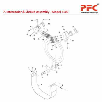 Intercooler & Shroud IR 7100 Air Compressor Parts