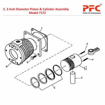 3" Piston & Cylinder IR 71T2 Air Compressor Parts