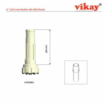 6" Button Bit - 152 mm x SD6 Shank