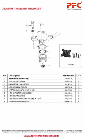 Assembly Unloader 70265475 Replacement