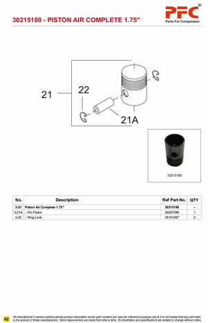 Piston Assy HP 1.3/4inch 30215180 Replacement