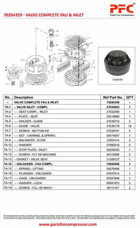 Assembly Valve Inlet & Fau A67 70204359