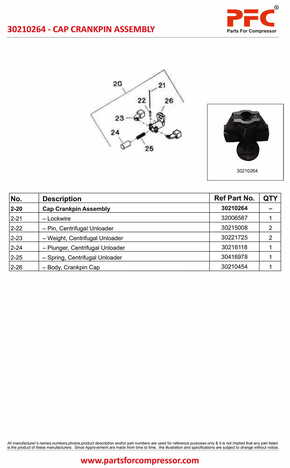 Crank Pin Cap Comp 30210264 Replacement