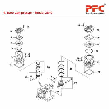 Bare Compressor IR 2340 Air Compressor Parts