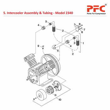 Intercooler & Tubing IR 2340 Air Compressor Parts