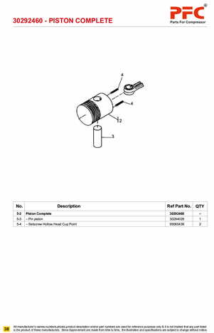 Piston HP with Pin & Lock 3inch 30292460 Replacement