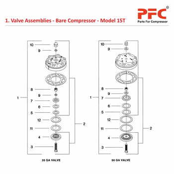 Valve Assembly - Bare Compressor IR 15T Parts