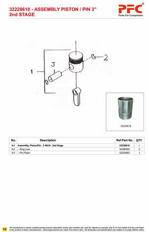 Piston Complete HP 3inch 32220618 Replacement