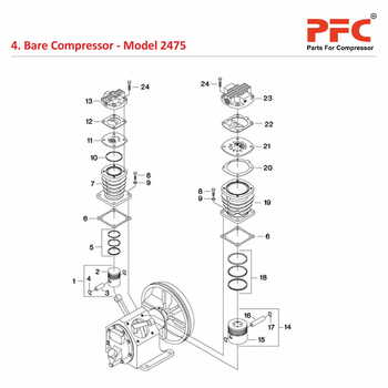 Bare Compressor IR 2475 Air Compressor Parts