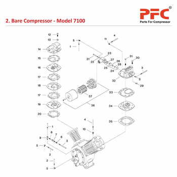 Bare Compressor IR 7100 Air Compressor Parts