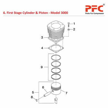 First Stage Cylinder & Piston IR 3000 Parts